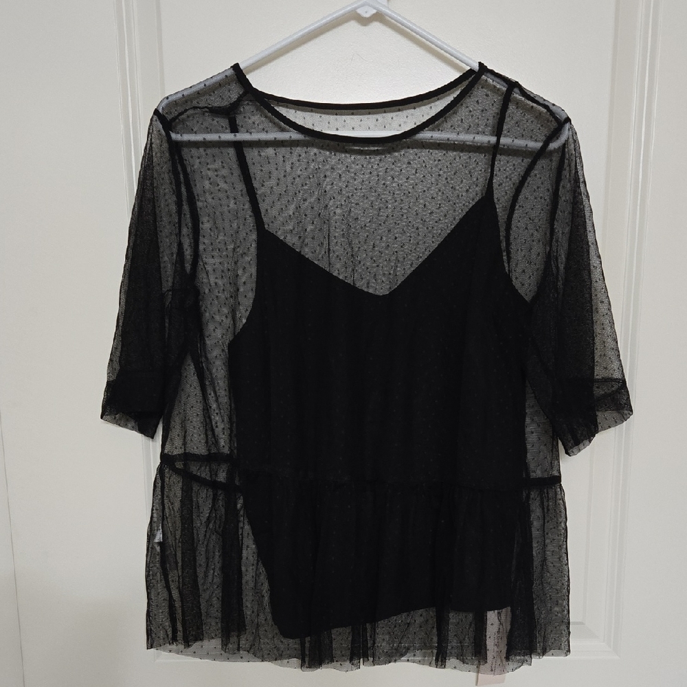 BCBGeneration Black Sheer Top